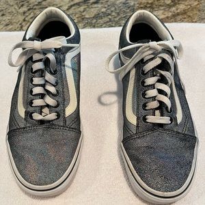 Vans glittery silver size 9.5 womens barely worn shoes